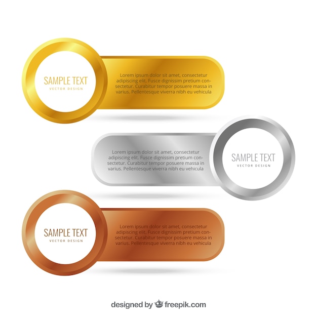 Golden, silver and bronze banners