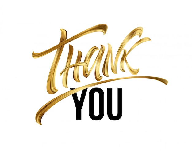 golden thank you hand lettering greeting. handmade calligraphy.
