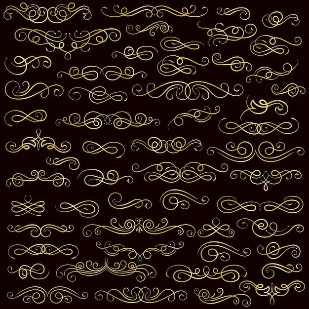 golden vintage floral elements art deco style decoration