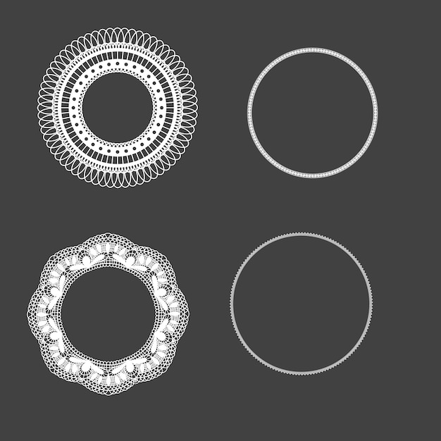Golden vintage round frame set Circular border with decorative ornament