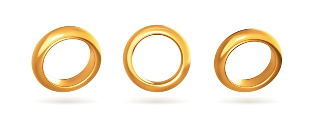 Golden wedding rings Realistic vector illustration