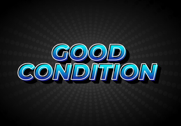good condition text effect in 3d look with gradient purple yellow color