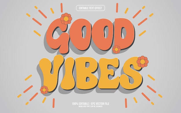 Good vibes 3D editable text effect