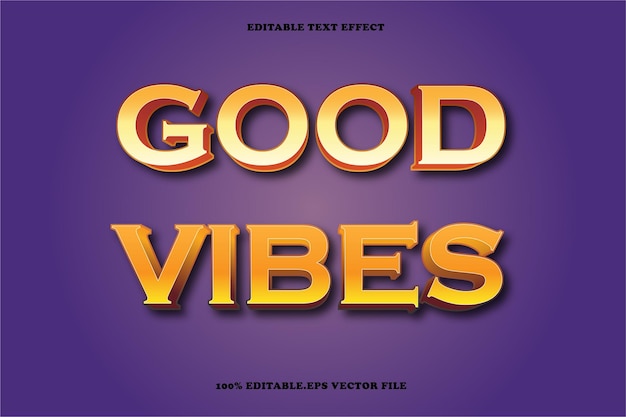 Good Vibes Editable Text Effect 3D Emboss Gradient Style