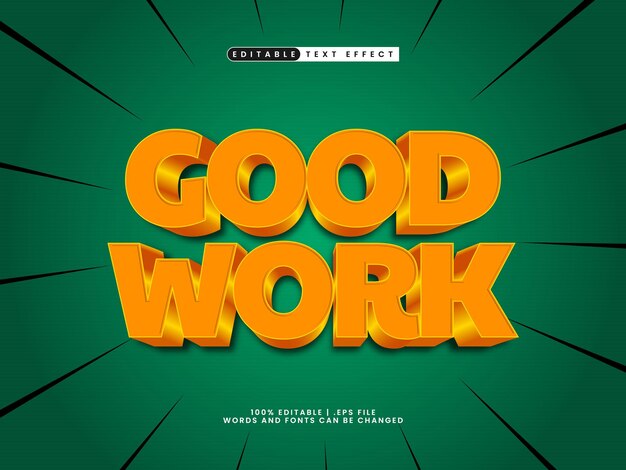 good work editable text effect in simple and modern text style
