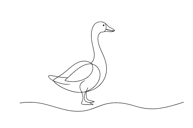 Goose Continuous line art vector illustration on white background