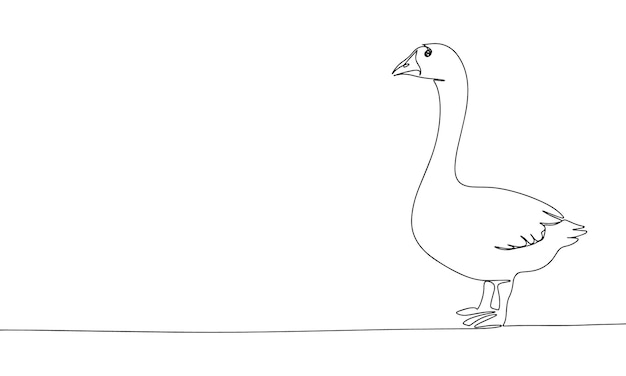 Goose one line continuous Line art farm banner concept Hand drawn vector art