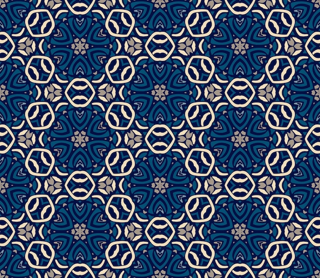 Gorgeous seamless patchwork pattern blue oriental tiles, ornaments. Can be used for wallpaper, backgrounds, decoration for your design, ceramic, page fill and more.