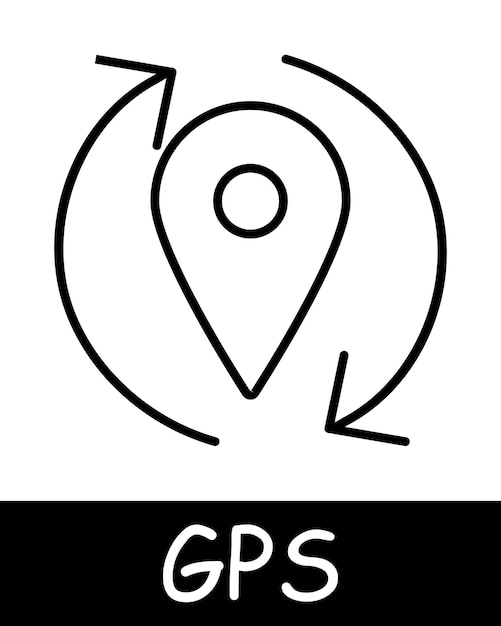 gps line icon satellite global positioning system navigation location tracking geolocation mapping technology space signal communication coordinates