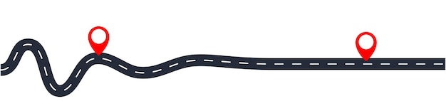 GPS location red pin on path way asphalt road illustration