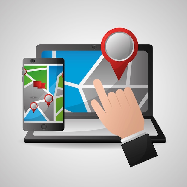 gps navigation application colorful technology advice arrival point destination 