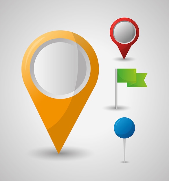 gps navigation application yellow location flag pin maps
