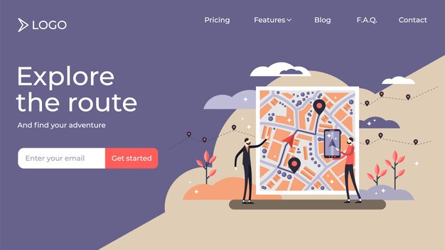 gps navigation tiny person illustration landing page template 
