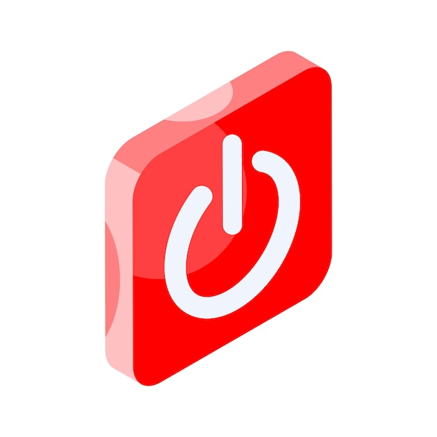 Grab this amazing isometric icon of power button shutdown button