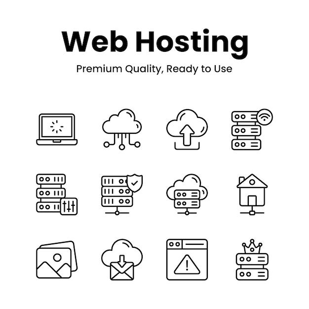 Grab this amazing web hosting icons set in trendy style