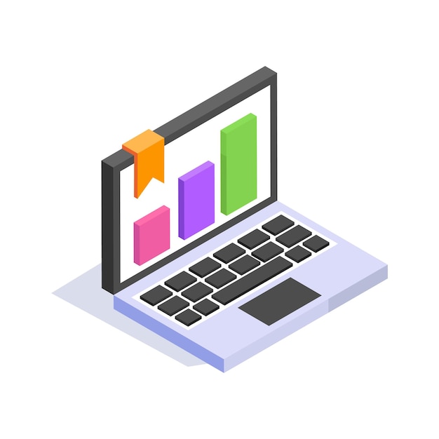 Grab this creatively crafted laptop analysis isometric icon