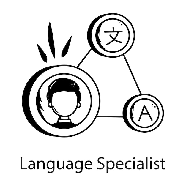 Grab this hand drawn icon of a language specialist