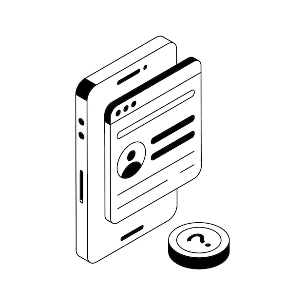 grab this isometric outline icon of a professional web profile
