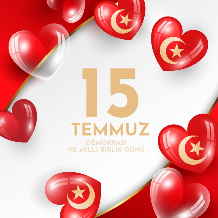 Vektör gradient 15 temmuz illustration with balloons