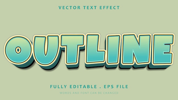 Gradient 3d Word Outline Fully Editable Text Effect Template
