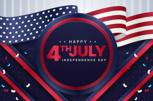 Gradient 4th of july background with flag
