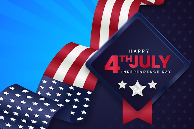 Gradient 4th of july background with flag
