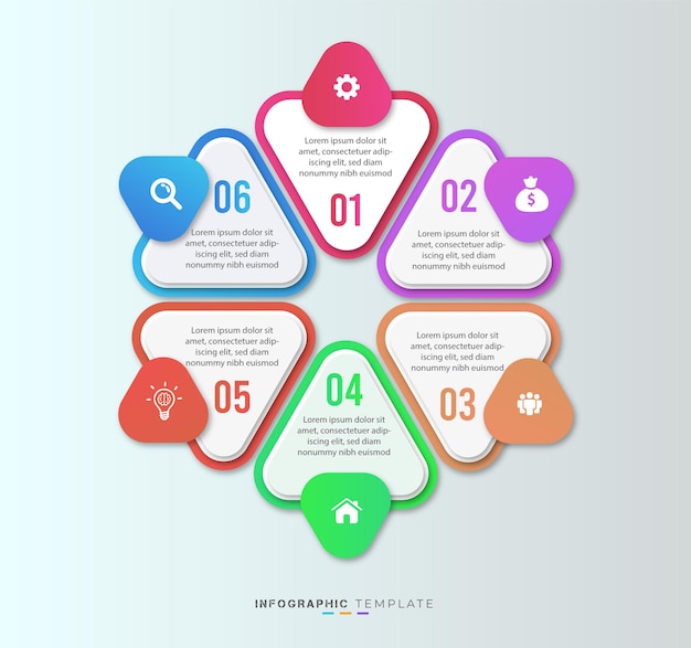 gradient 6 step process business infographic element and creative presentation design
