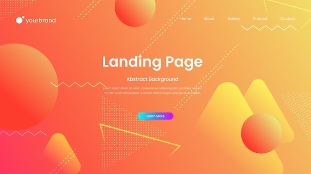 Gradient abstract fluid landing page design premium vector