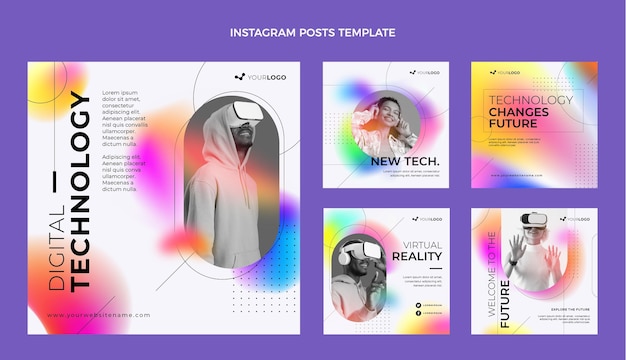 Gradient abstract fluid technology instagram post