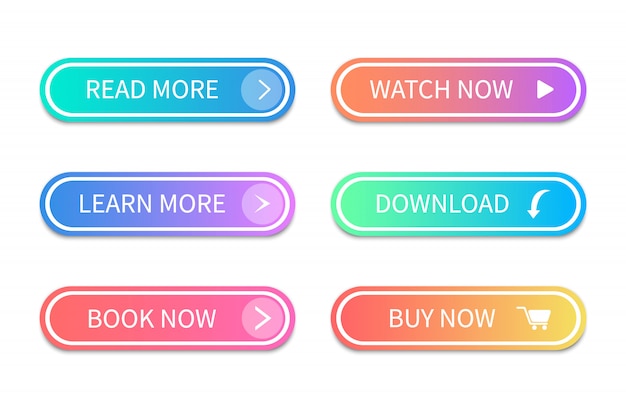 Gradient action buttons. Modern style buttons.