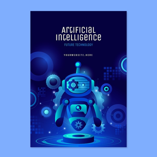 Gradient ai technology vertical poster template