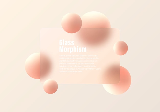 Gradient background with glass partition and floating spheres Background glass morphism