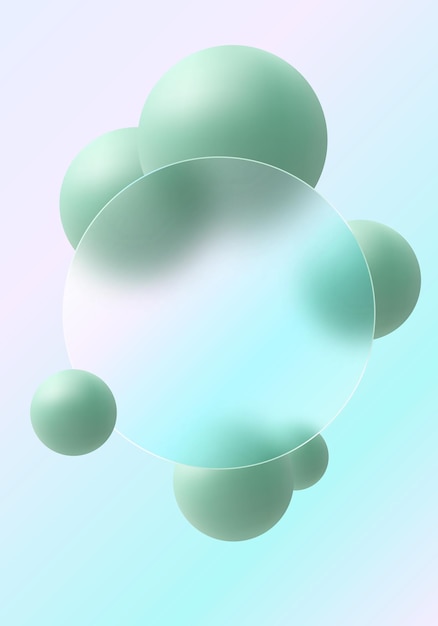 gradient background with green spheres and transparent partition glass morphism style background
