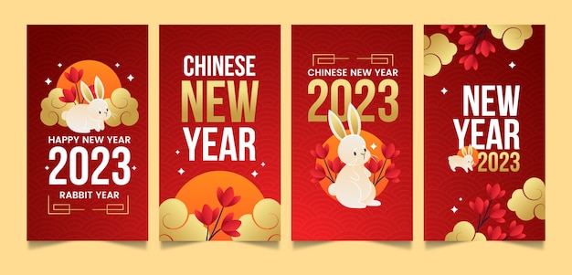 Gradient chinese new year instagram stories collection