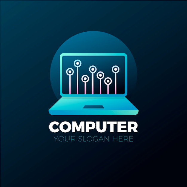 Gradient colored computer logo template