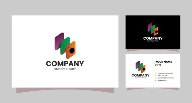 gradient colorful folding washing machine logo with business card