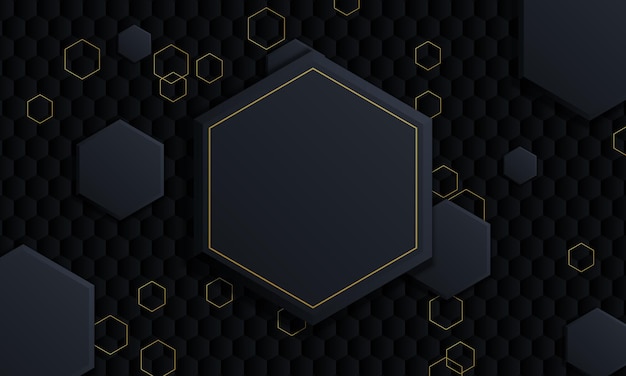 gradient dark and golden hexagonal background.vector illustration.