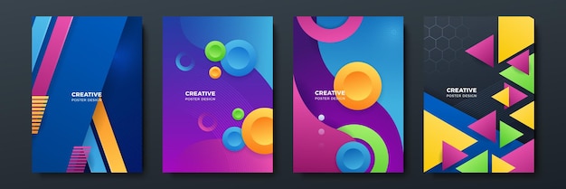 gradient flowing geometric pattern background texture for poster cover design minimal color abstract gradient banner template modern vector wave shape for brochure