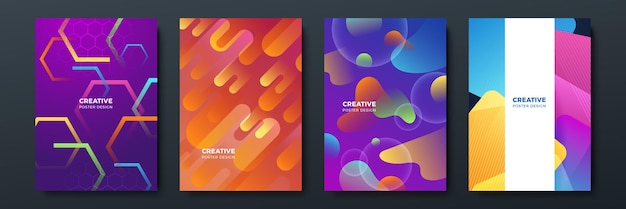 Gradient flowing geometric pattern background texture for poster cover design Minimal color abstract gradient banner template Modern vector wave shape for brochure