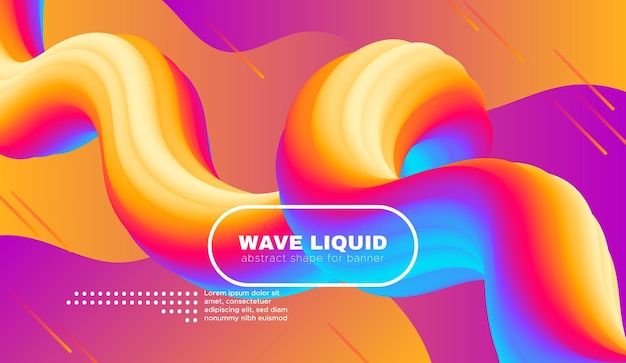 Gradient fluid shape abstract template for futuristic neon bann