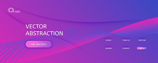 Gradient geometric poster design wave web page template