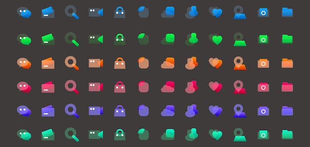gradient glass morphism icons element set glassy icons set glass effect icons frosted icons elements
