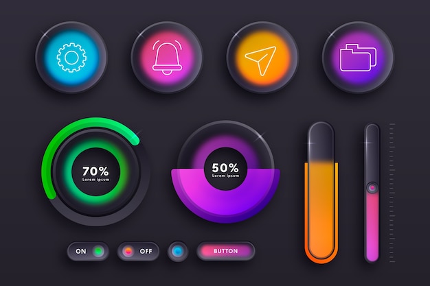 gradient glassmorphism elements set