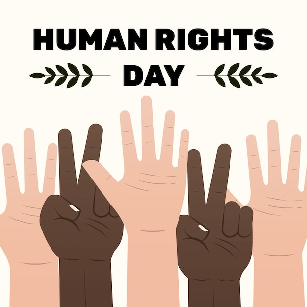 gradient human rights day design with hands illustration