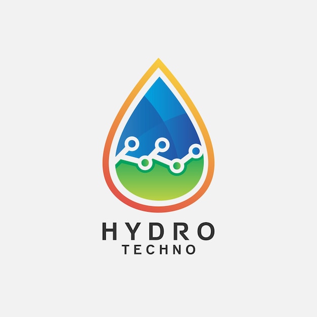Gradient hydro technology logo design in vector premium