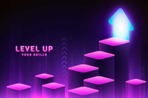 Gradient level up illustration