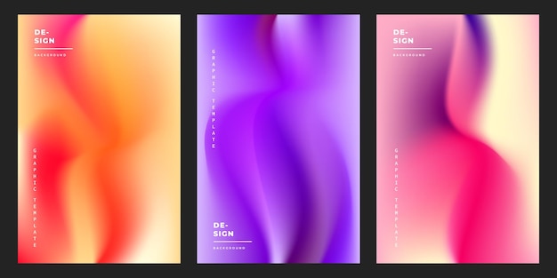 Gradient mesh background template copy space set Abstract colour gradation design for poster