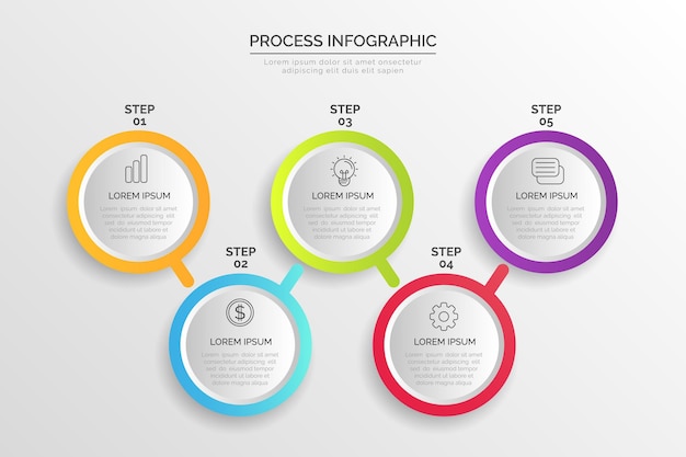 Gradient processmall för infographic