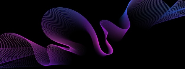 gradient purple and dark blue wavy line with black background