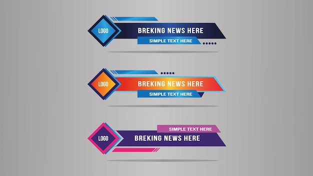 gradient Set of bundles lower third vector design banner and have logo space